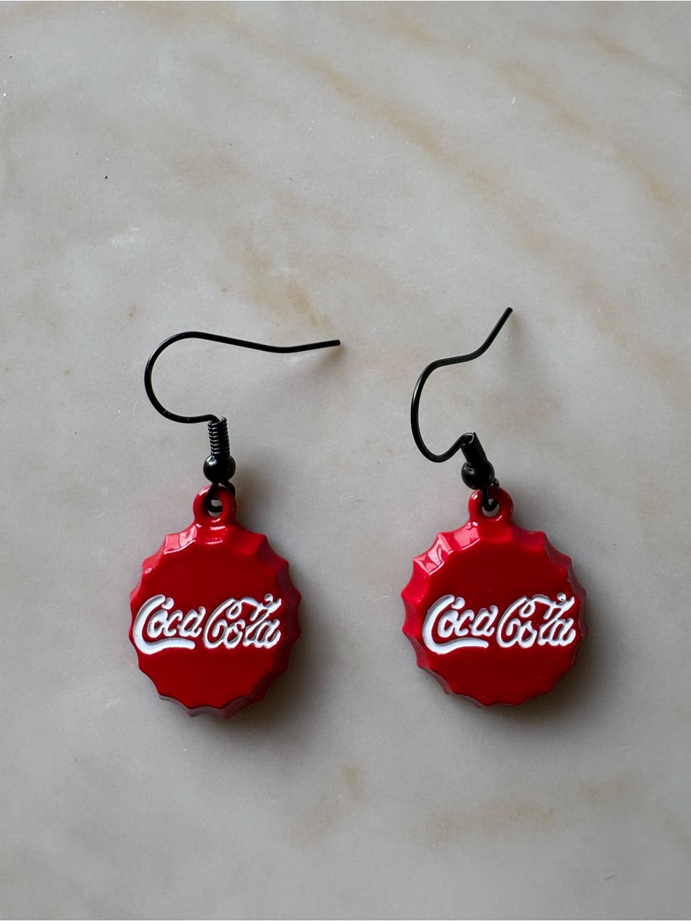 Coca Cola Red Bottle Cap Drop Earrings for Women